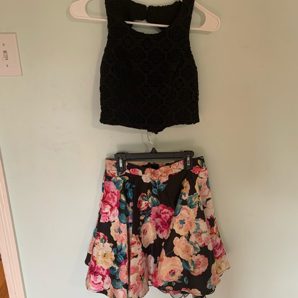 floral two piece homecoming dress set